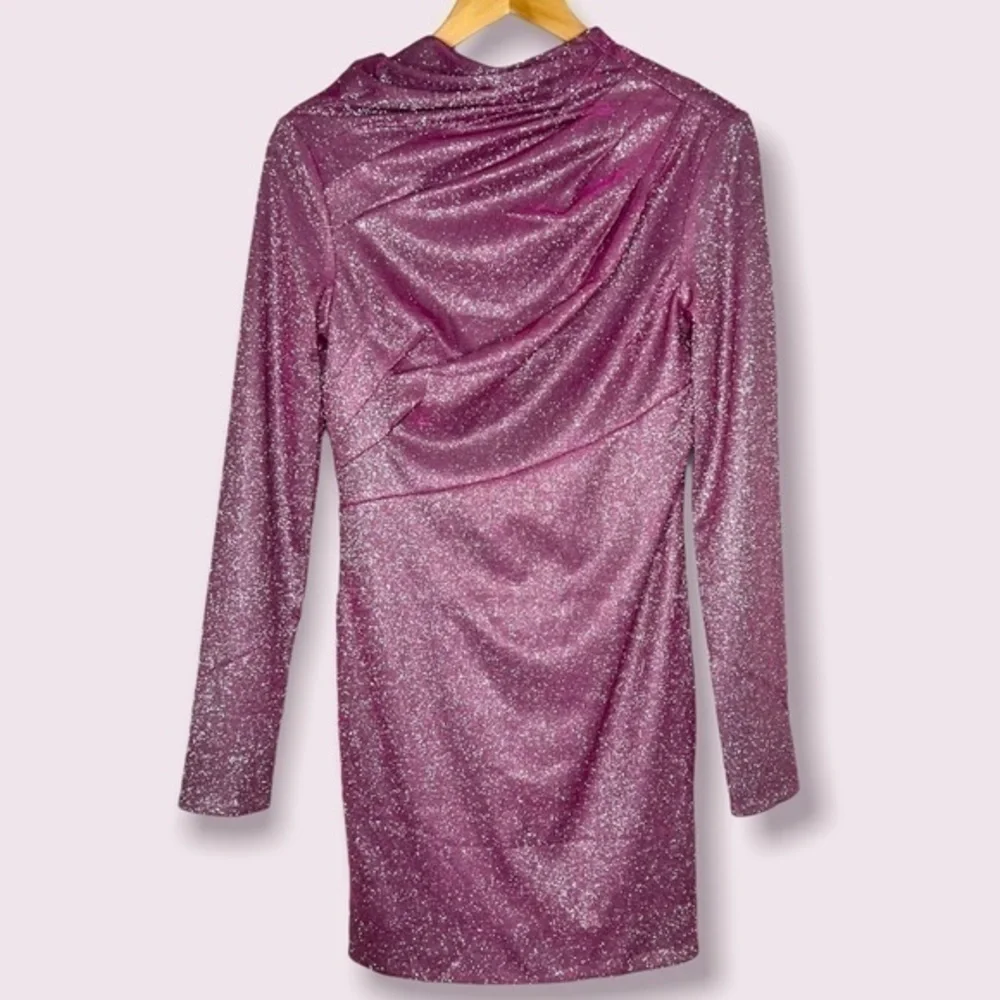 New RtA Harper Dress Disco Pink Metallic Long Sleeve Mini Dress Revolve Size 4